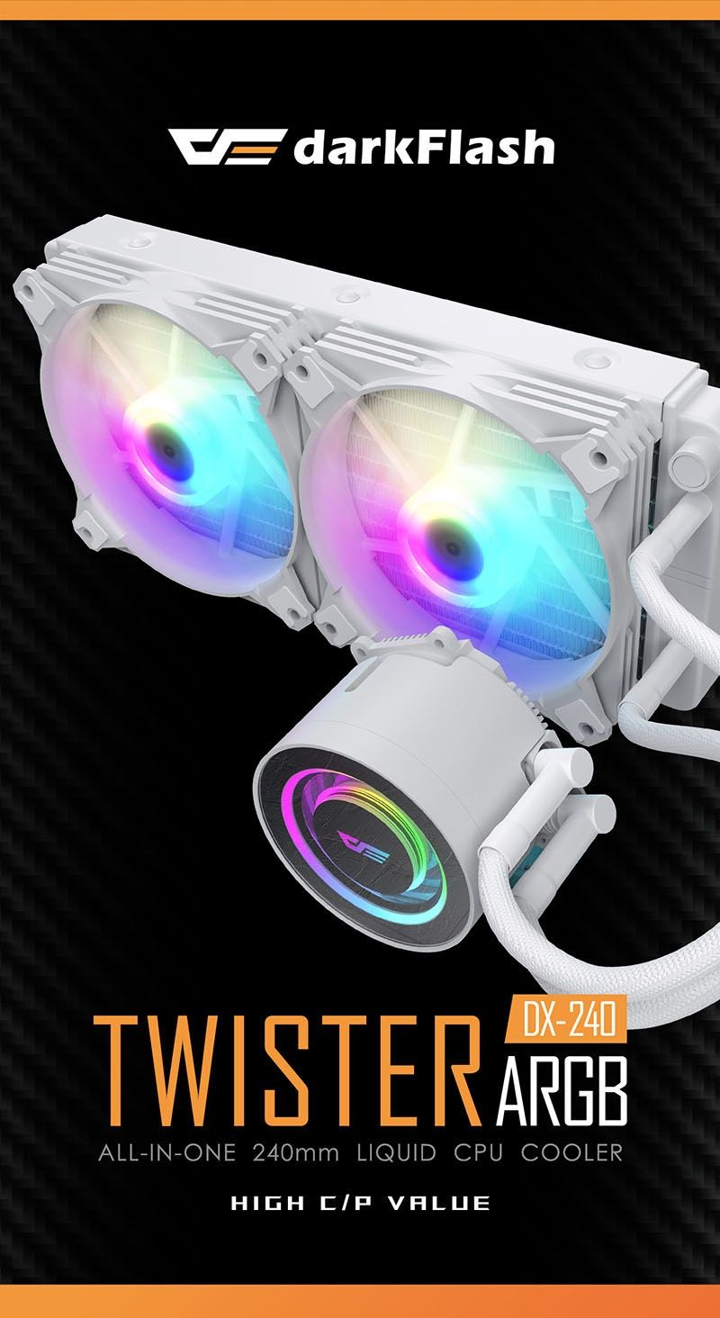 DARK FLASH TWISTER DX240 V2.6 240MM ARGB WHITE AIO 2 FANS AIO